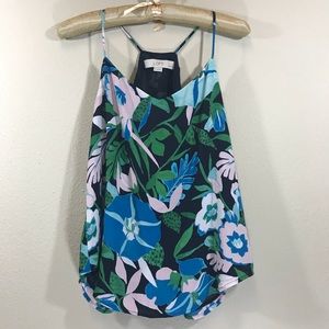 LOFT blue sleeveless floral lined tank top